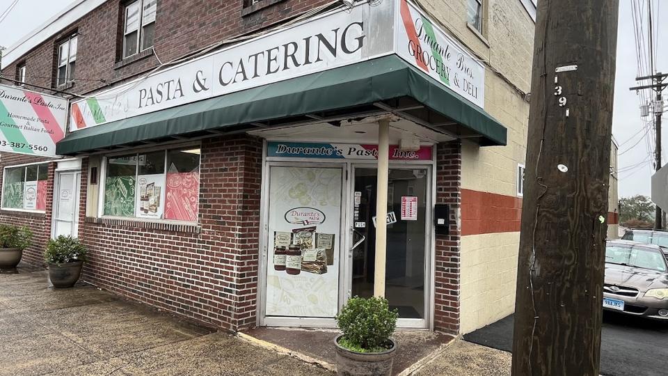 The Durante's Pasta & Catering storefront on Fenwick Street in West Haven, Connecticut