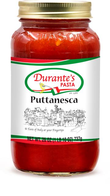 Durante's puttanesca sauce jar