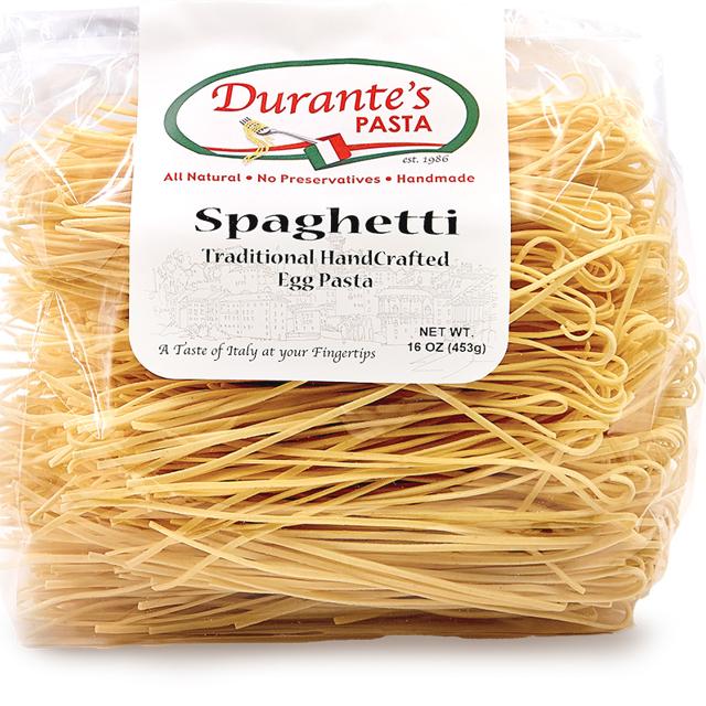 Durante's handmade spaghetti, traditional egg pasta